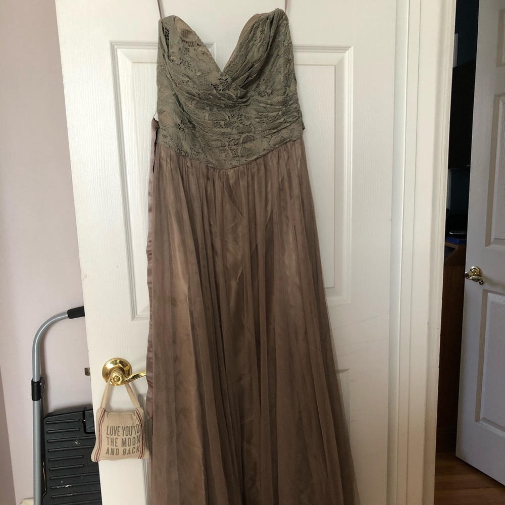 Mocha colored floor length evening dress